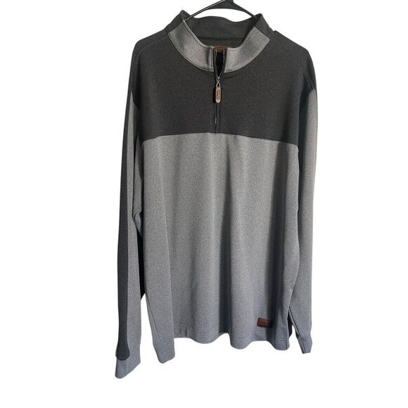 Hitachi Mens Gray Black Mock Neck Colorblock Long Sleeves Half Zip Sweater XL - Picture 1 of 10